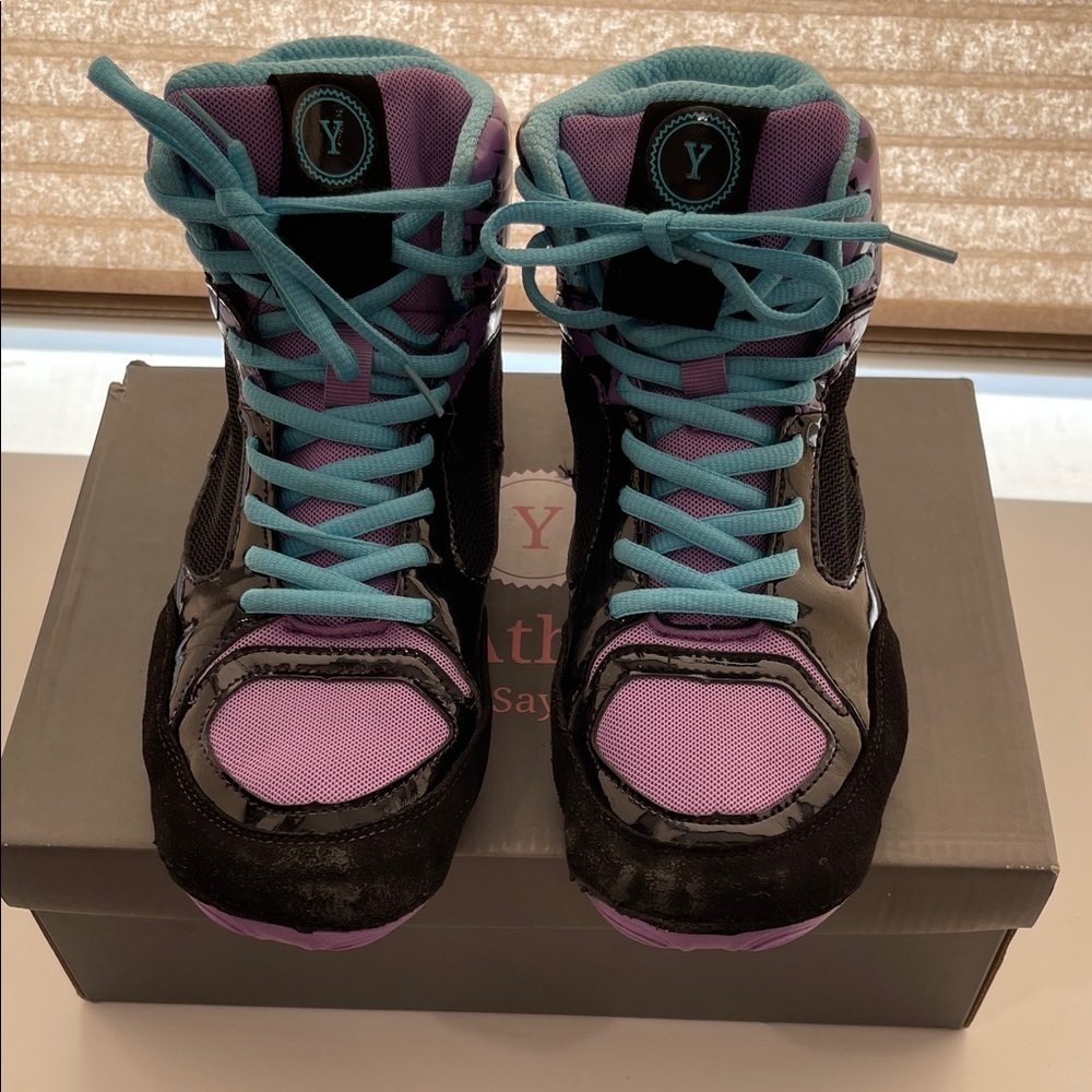Vibrant Purple and Black Women's Wrestling Athletic Shoes by Yes! Athletics - Picture 3 of 13